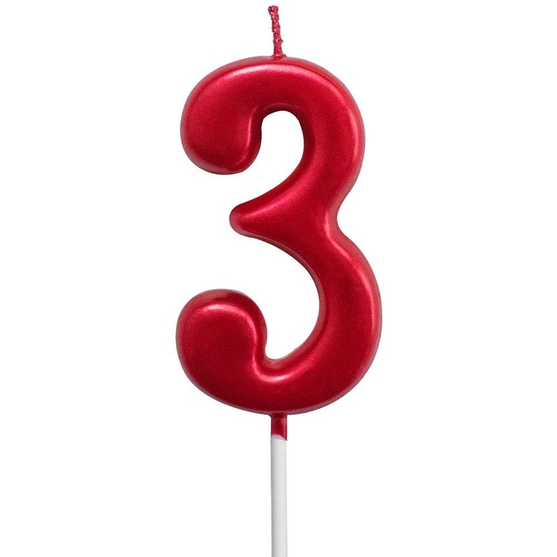 XNOVA Red Birthday Candles 3 Candle 3rd Three Years Cake Bady Roman Numberal Cool Number Candle No 30 31 32 33 34 35 36 37 38 39 - Image 1